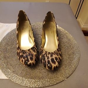 Anne Klein iflex cheetah print wedge shoes .